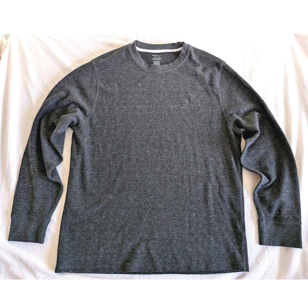 American Eagle Outfitters Men's XXL Gray Waffle Knit Thermal Shirt Super Soft